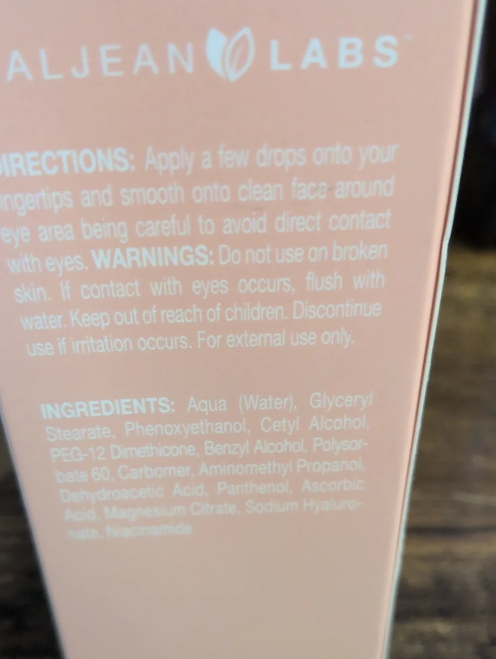 Valjean Labs Brighten Eye Serum - Vitamin C. Magnesium